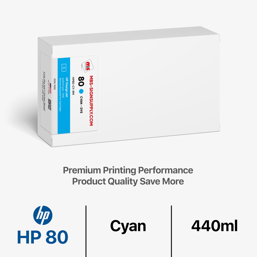 HP 80 DYE 440ml Remanufactured Cyan Ink Cartridge for DesignJet 1050/1055