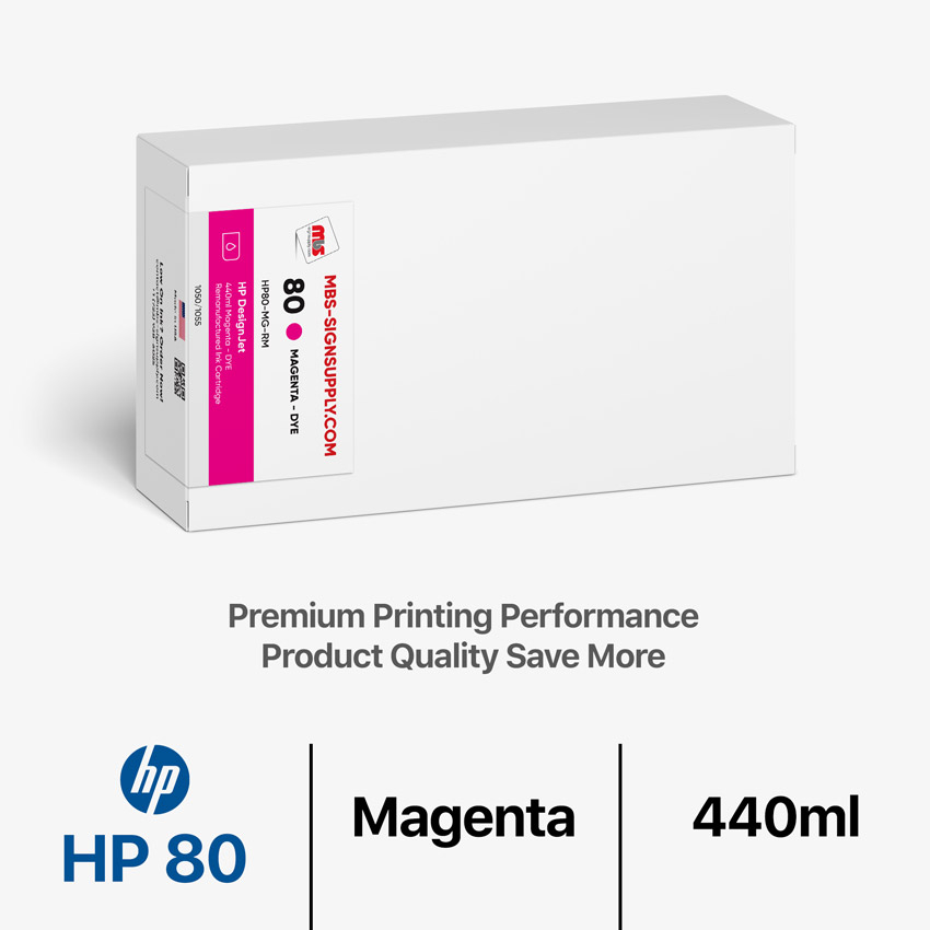 HP 80 DYE 440ml Remanufactured Magenta Ink Cartridge for DesignJet 1050/1055