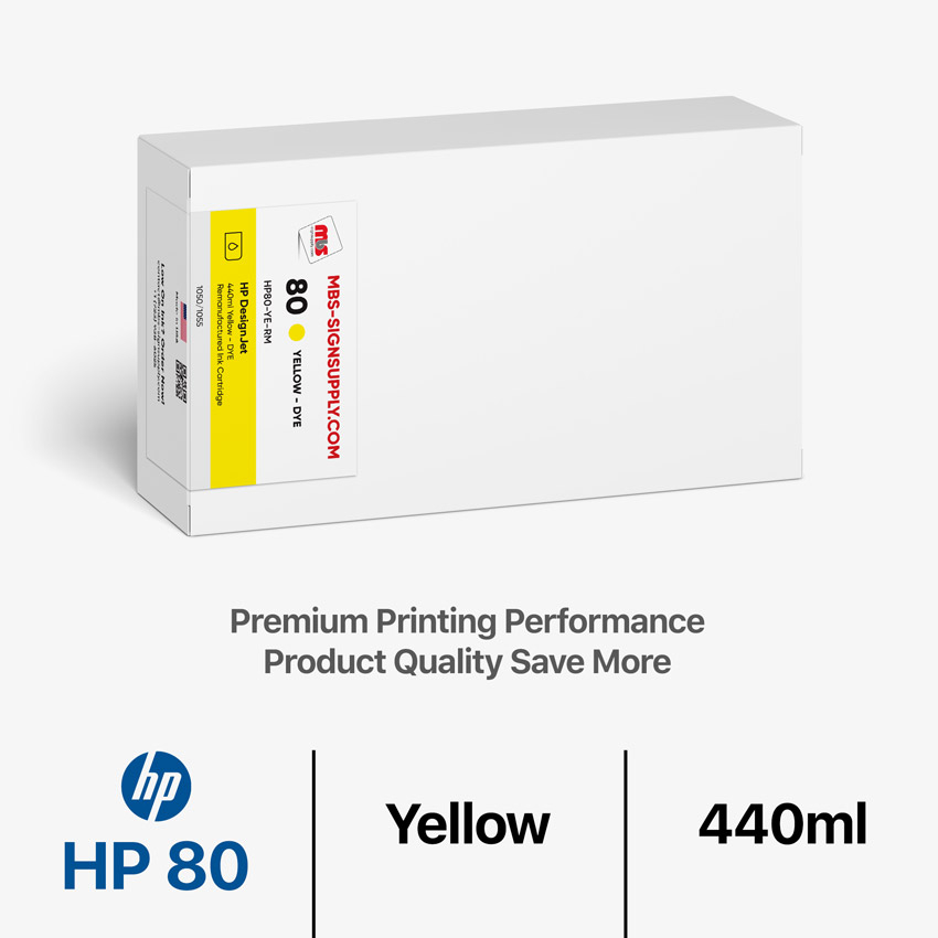 HP 80 DYE 440ml Remanufactured Yellow Ink Cartridge for DesignJet 1050/1055