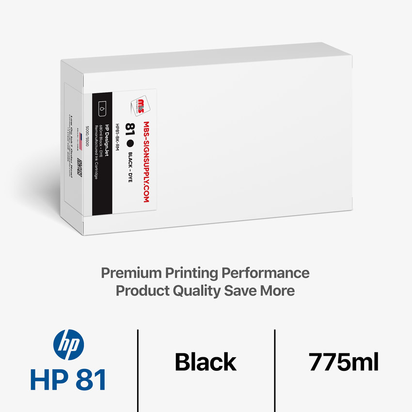 HP 81 DYE 775ml Remanufactured Black Ink Cartridge for DesignJet 5000/5500