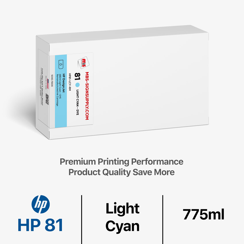 HP 81 DYE 775ml Remanufactured Ligt Cyan Ink Cartridge for DesignJet 5000/5500