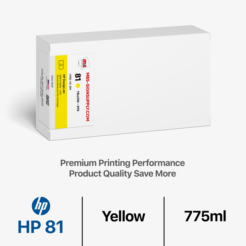 HP 81 DYE 775ml Remanufactured Yellow Ink Cartridge for DesignJet 5000/5500