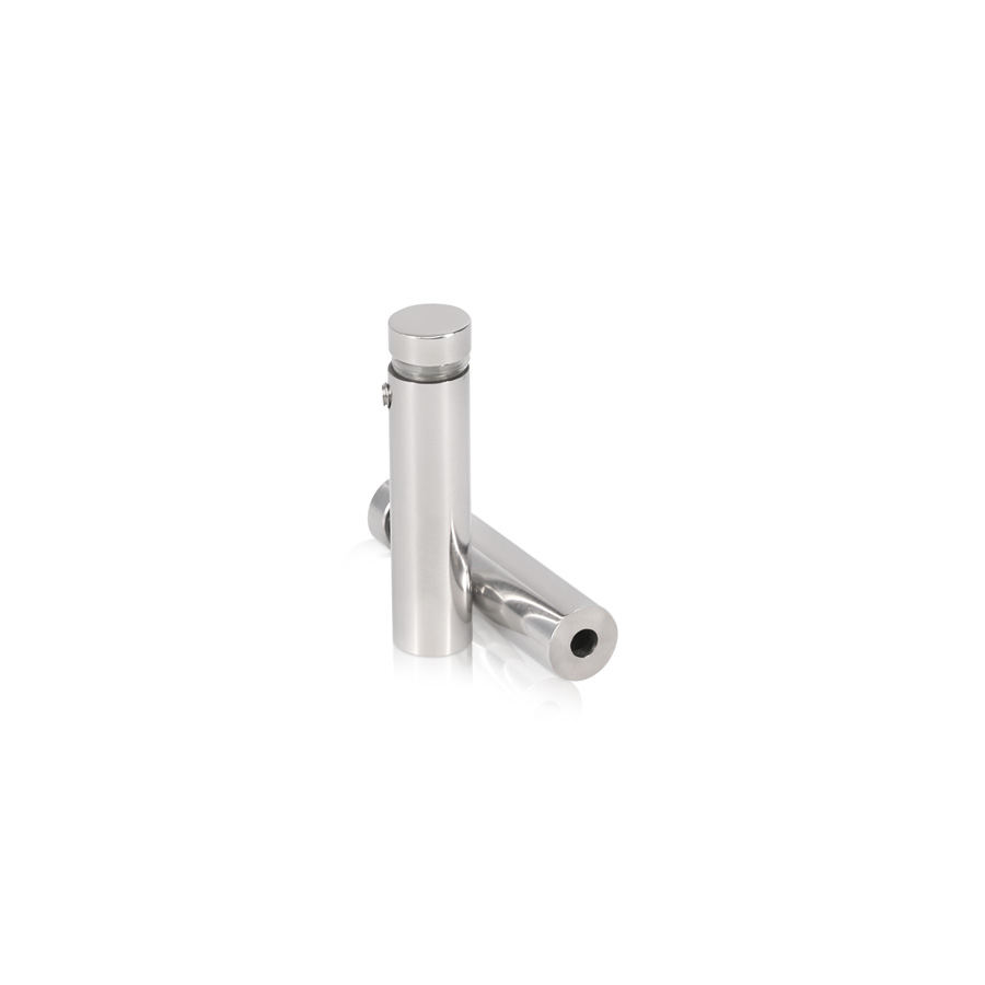 (Set of 4) 1/2'' Diameter X 1-3/4'' Barrel Length, (304) Stainless Steel Polished Finish. Standoff with (4) 2208Z Screw and (4) LANC1 Anchor for concrete or drywall (For Inside / Outside use) Secure Standoff [Required Material Hole Size: 3/8'']