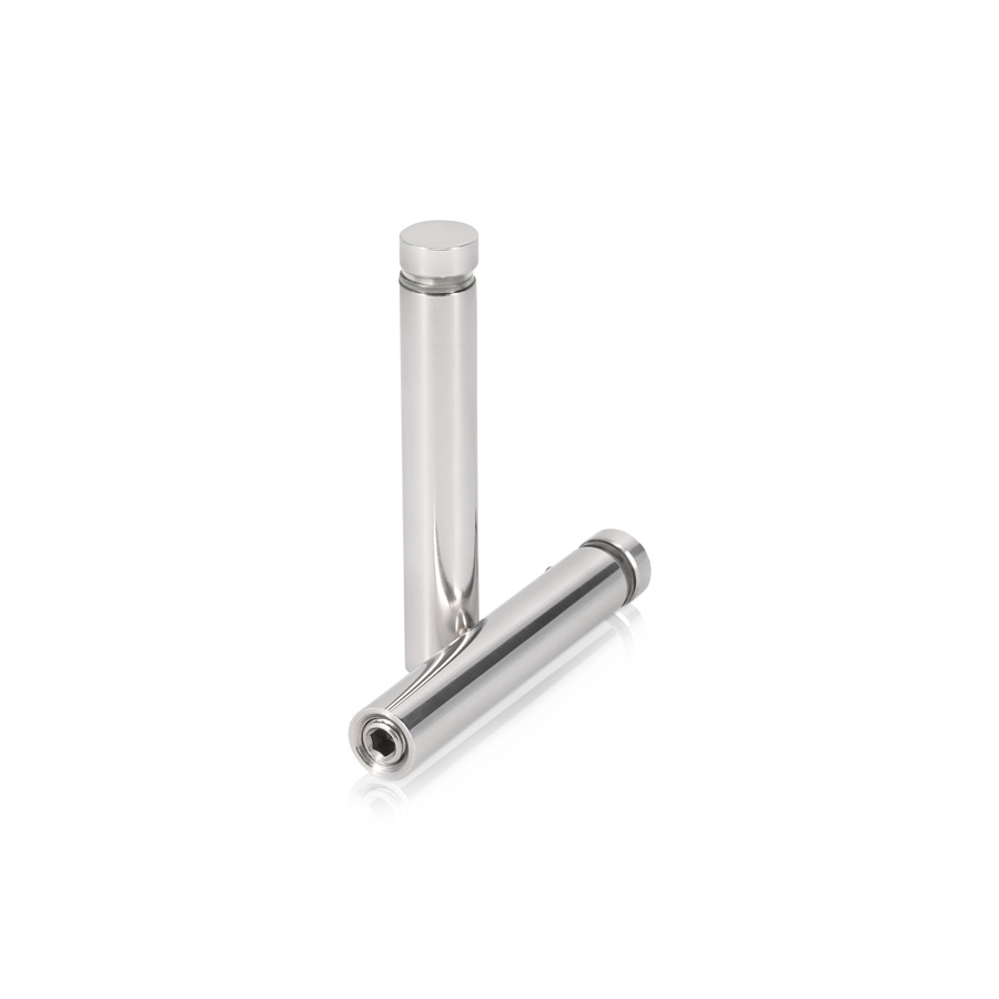 1/2'' Diameter X 2-1/2'' Barrel Length, (304) Stainless Steel Polished Finish. Easy Fasten Standoff (For Inside / Outside use) Tamper Proof Standoff [Required Material Hole Size: 3/8'']