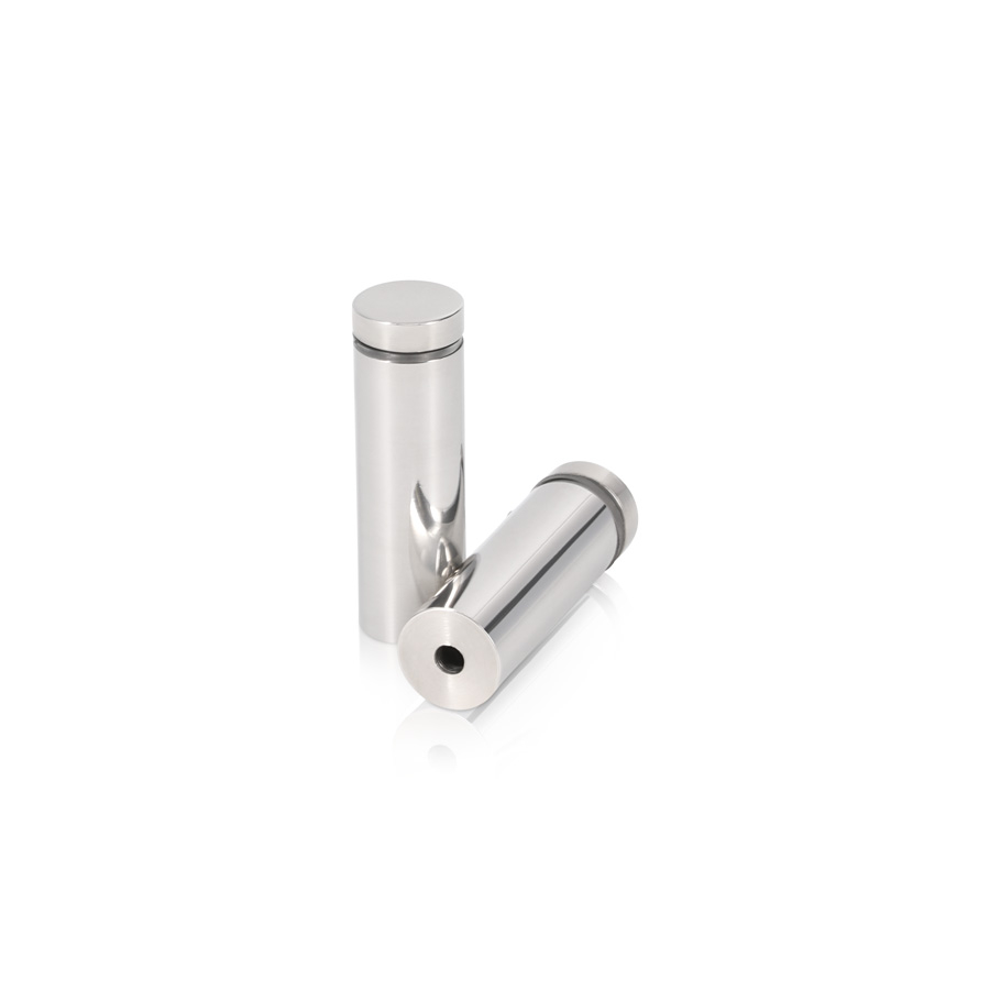 5/8'' Diameter X 1-3/4'' Barrel Length, (304) Stainless Steel Polished Finish. Easy Fasten Standoff (For Inside / Outside use) Tamper Proof Standoff [Required Material Hole Size: 7/16'']