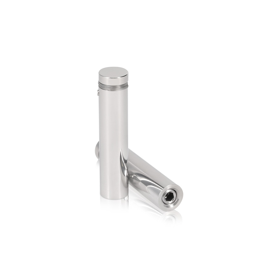 5/8'' Diameter X 2-1/2'' Barrel Length, (304) Stainless Steel Polished Finish. Easy Fasten Standoff (For Inside / Outside use) Tamper Proof Standoff [Required Material Hole Size: 7/16'']