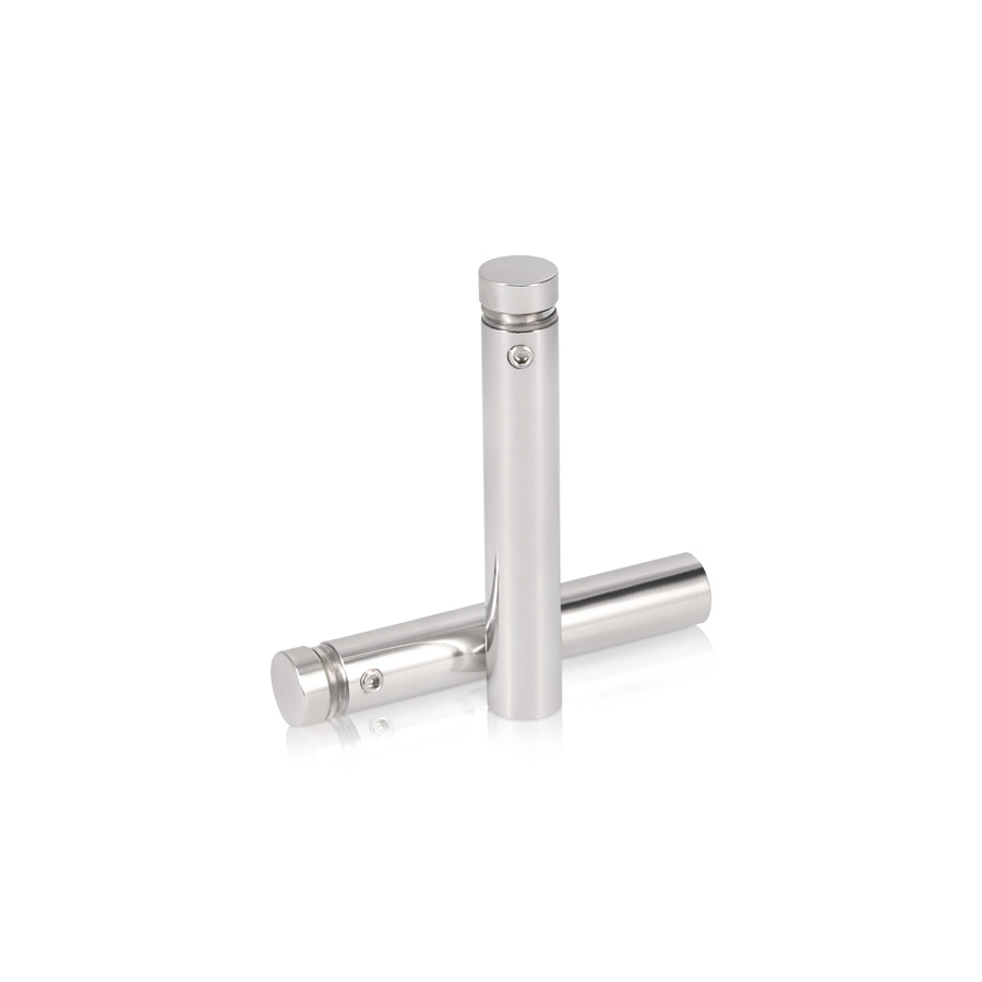 (Set of 4) 1/2'' Diameter X 2-1/2'' Barrel Length, (304) Stainless Steel Polished Finish. Standoff with (4) 2208Z Screw and (4) LANC1 Anchor for concrete or drywall (For Inside / Outside use) Secure Standoff [Required Material Hole Size: 3/8'']