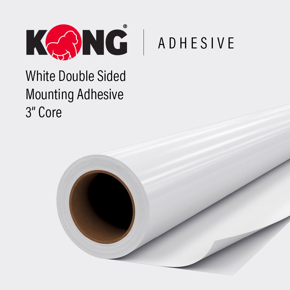 51'' x 150' Roll - White Double Sided Permanent/Permanent Mounting Adhesive - 3'' Core