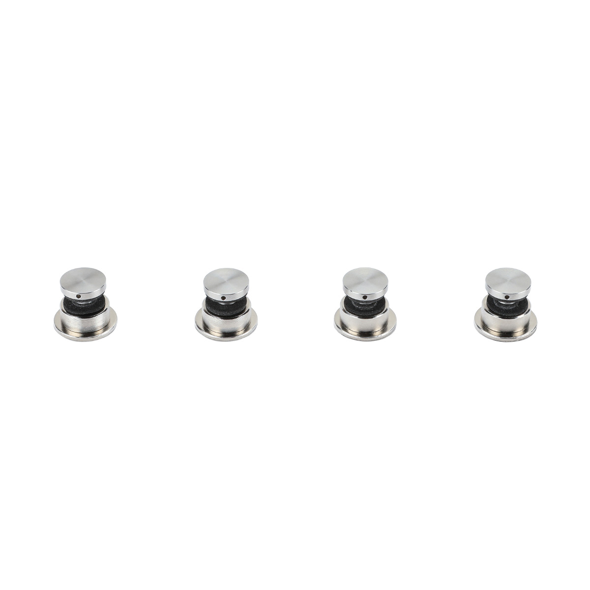 (4)  1/2'' Diameter X 9/16'' Zinc Magnet Barrel, Stainless Steel (304) Head Magnetic Standoffs, Flat Head Satin Brushed Finish, included Screw and Anchors (for Inside Use) Material Thick. Accepted 5/16'' to 3/8'' [Required Material Hole Size: 1/4'']