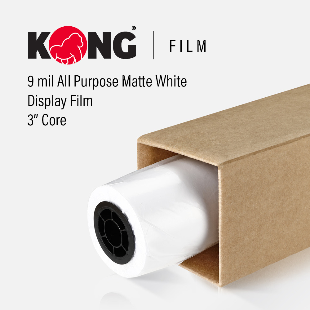 36'' x 100' Kong Film - 9 Mil All Purpose Matte White Fast Drying Polyester Display Film on 3'' Core