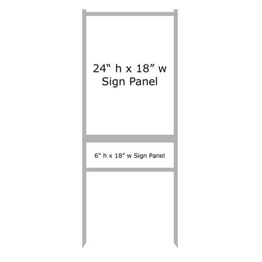 18'' Wide x 24'' Tall Gray  Single Rider Slide-in/Bolt-in Real Estate Sign Panel Frame (accepts up to 1/8'' thickness)