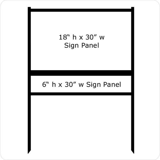 30'' Wide x 18'' Tall Black Single Rider Slide-in/Bolt-in Real Estate Sign Panel Frame (accepts up to 1/8'' thickness)