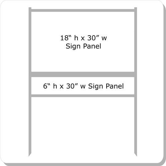 30'' Wide x 18'' Tall Gray Single Rider Slide-in/Bolt-in Real Estate Sign Panel Frame (accepts up to 1/8'' thickness)