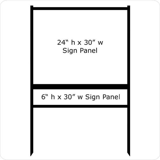 30'' Wide x 24'' Tall Black Single Rider Slide-in/Bolt-in Real Estate Sign Panel Frame (accepts up to 1/8'' thickness)