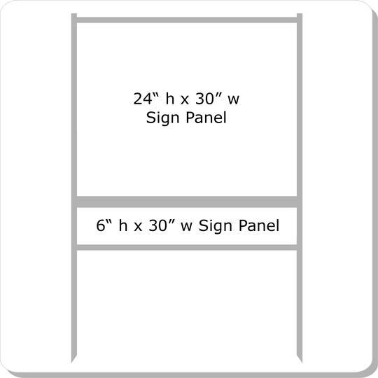 30'' Wide x 24'' Tall Gray Single Rider Slide-in/Bolt-in Real Estate Sign Panel Frame (accepts up to 1/8'' thickness)