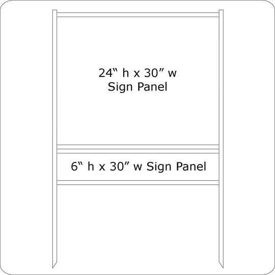 30'' Wide x 24'' Tall White Single Rider Slide-in/Bolt-in Real Estate Sign Panel Frame (accepts up to 1/8'' thickness)