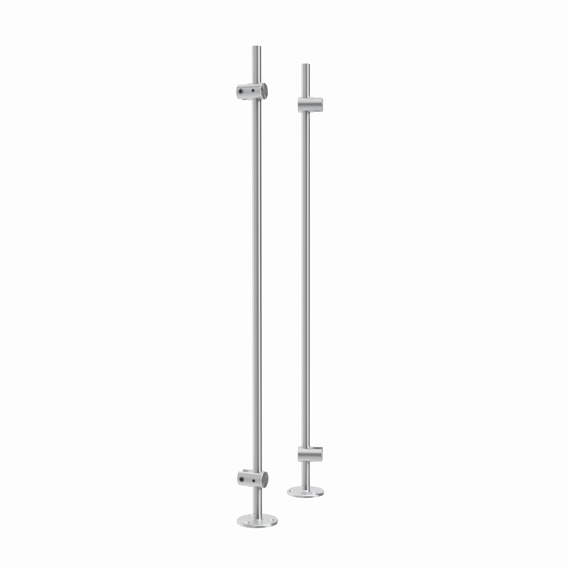 Set of 2, 3/8’’ Diameter Rod Projecting Mount, Aluminum Clear Anodized Finish, 20'' Long w/ 3 Holes Mounting Plate, to be installed with screws (Included) or double sided tape (not included). Hold up to 5/16'' material thickness.