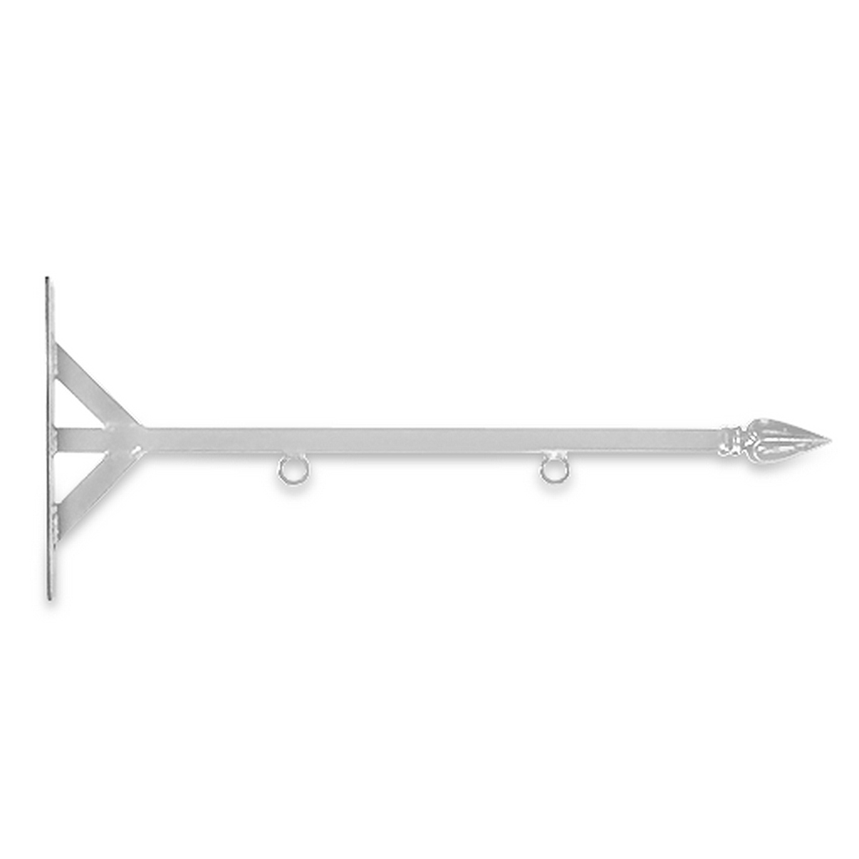 24'' Gray Horizontal Straight Shaft Steel Bracket with Spear Point Finial