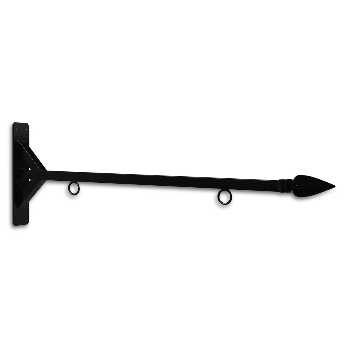 36'' Black Horizontal Straight Shaft Steel Bracket with Spear Point Finial