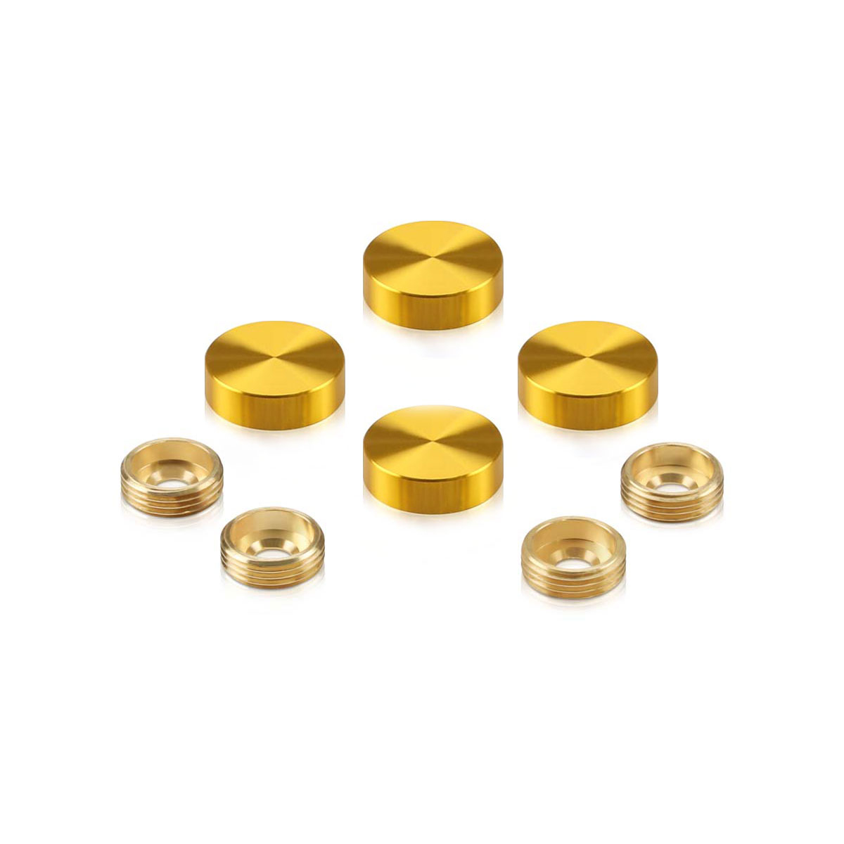 Set of 4 Screw Cover, Diameter: 3/4'', Aluminum Gold Anodized Finish (Indoor or Outdoor Use), Special for 3/16'' Diameter TAPCON Screw Slotted Hex (TAPCON Screw Sold Separatly)