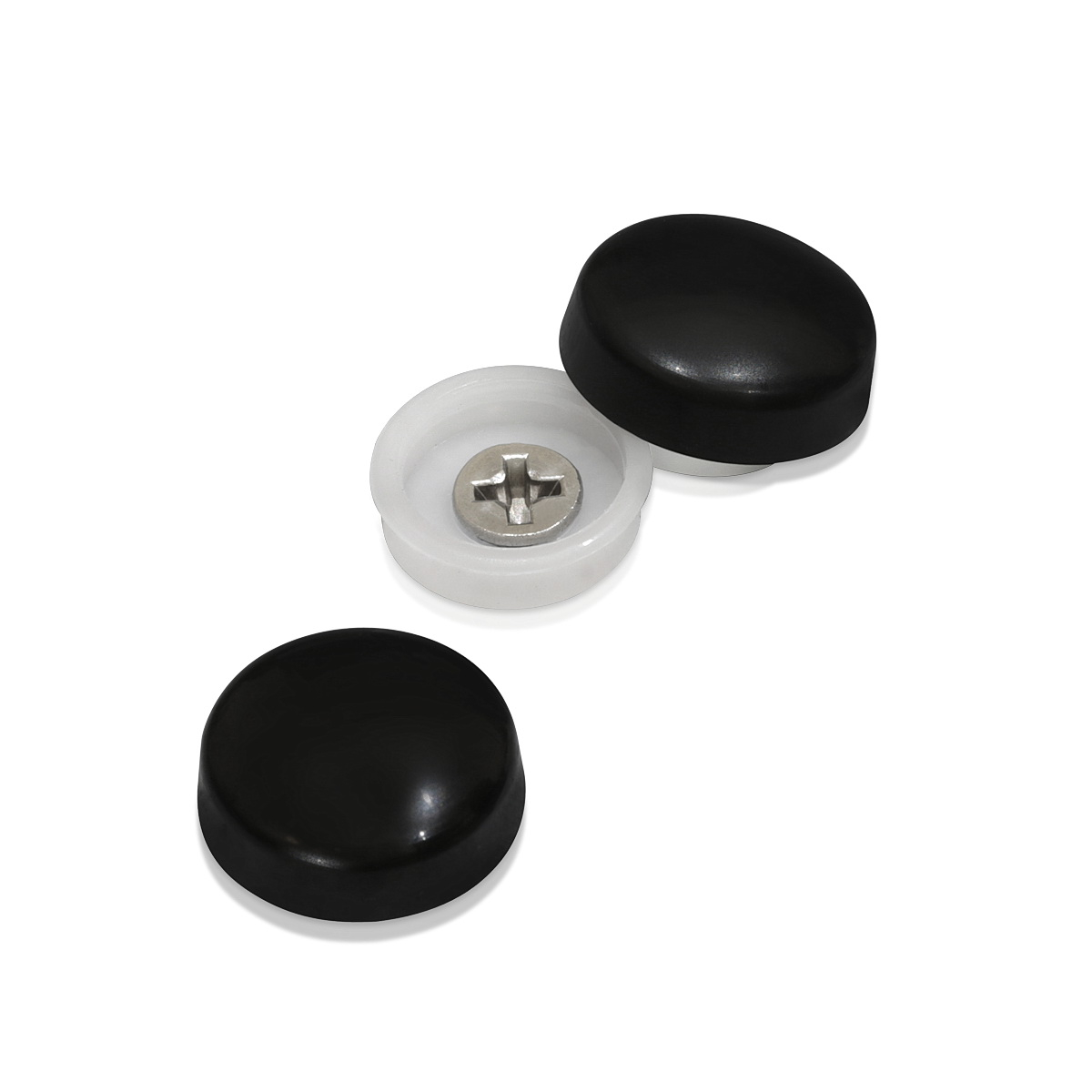 Snap-Cap For Screw #10 & #12 - Black Gloss (Washers sold separately)