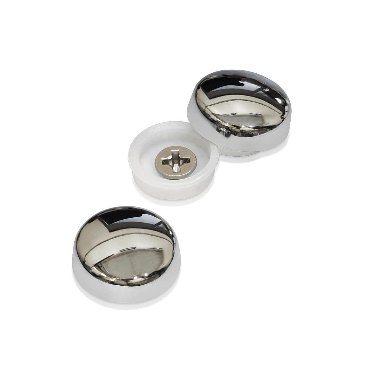 Snap-Cap For Screw #10 & #12 - Electroplated Polished Chrome (Washers sold separately)