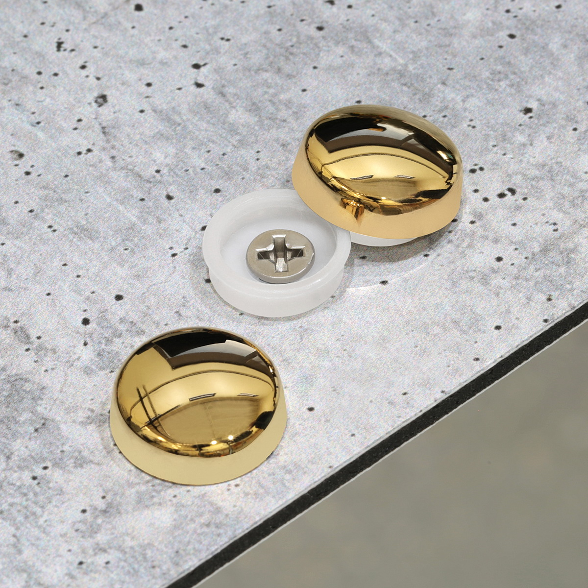 Snap-Cap For Screw #10 & #12 - Electroplated Polished Gold (Washers sold separately)