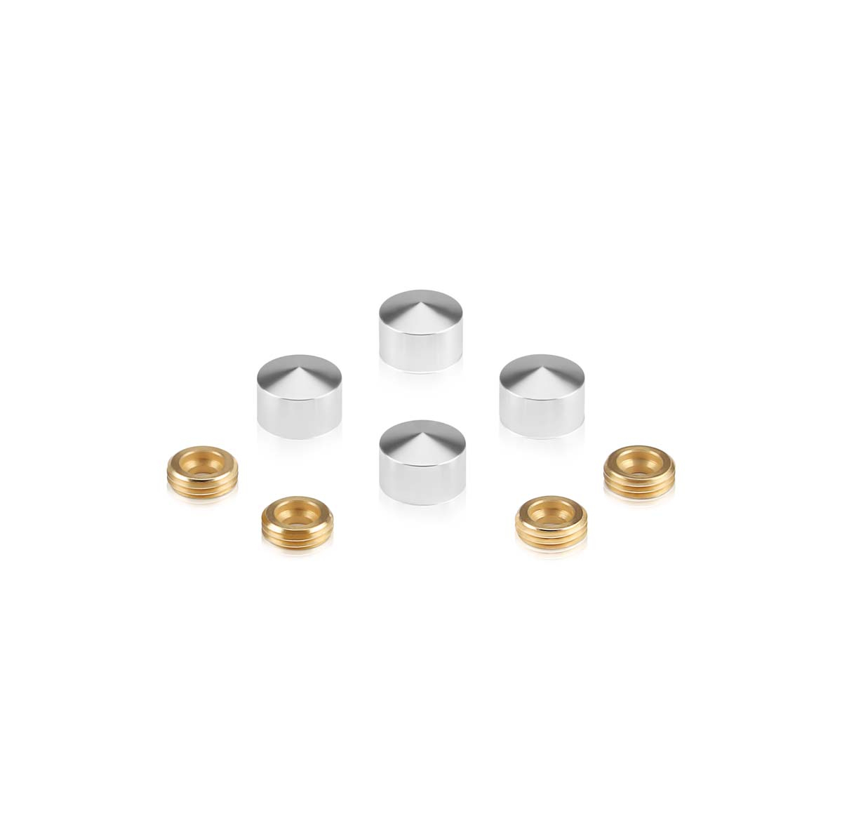 Set of 4 Conical Screw Cover, Diameter: 1/2'', Aluminum Shiny Anodized Finish (Indoor or Outdoor Use)
