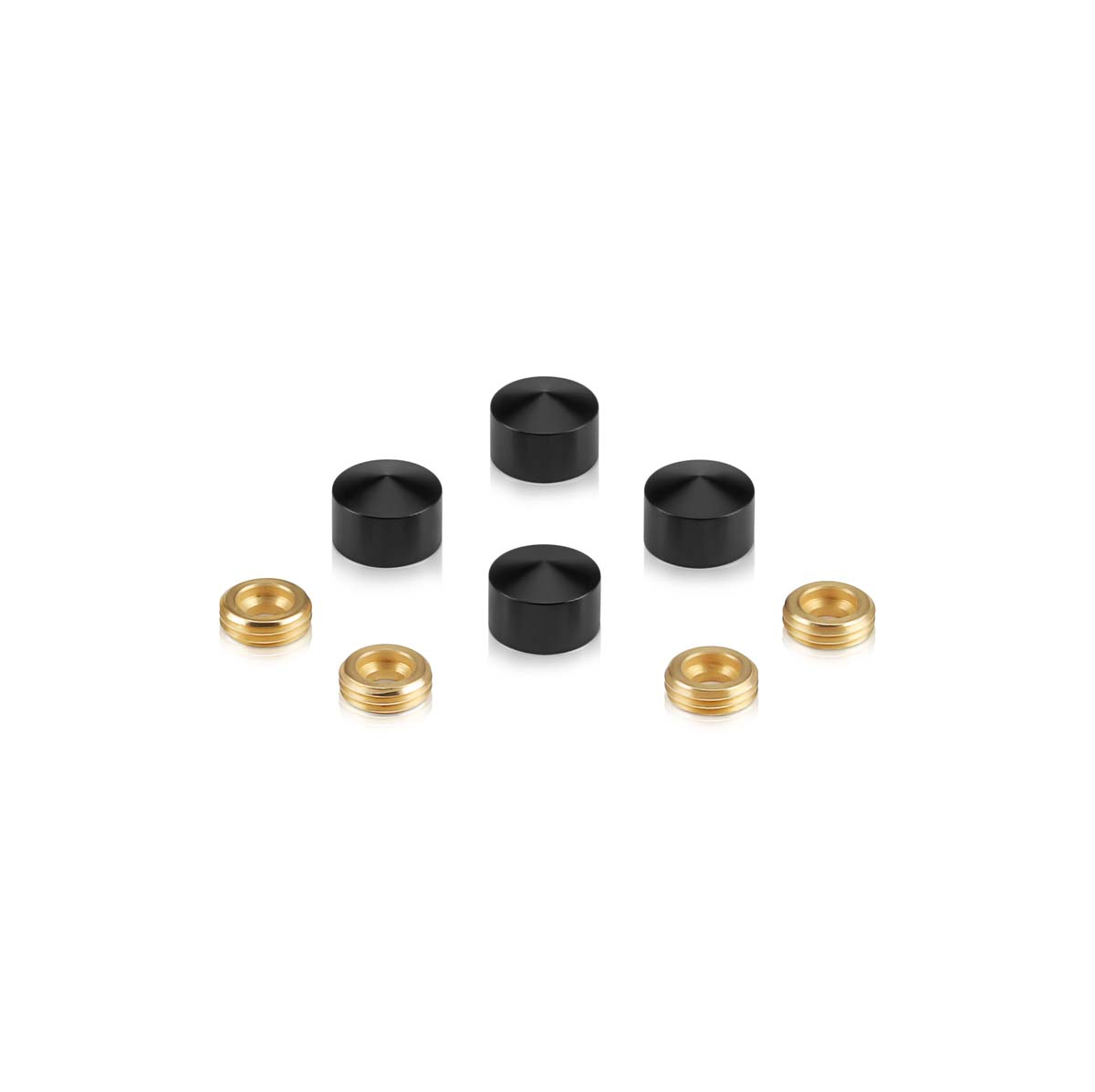 Set of 4 Conical Screw Cover, Diameter: 1/2'', Aluminum Black Anodized Finish (Indoor or Outdoor Use)