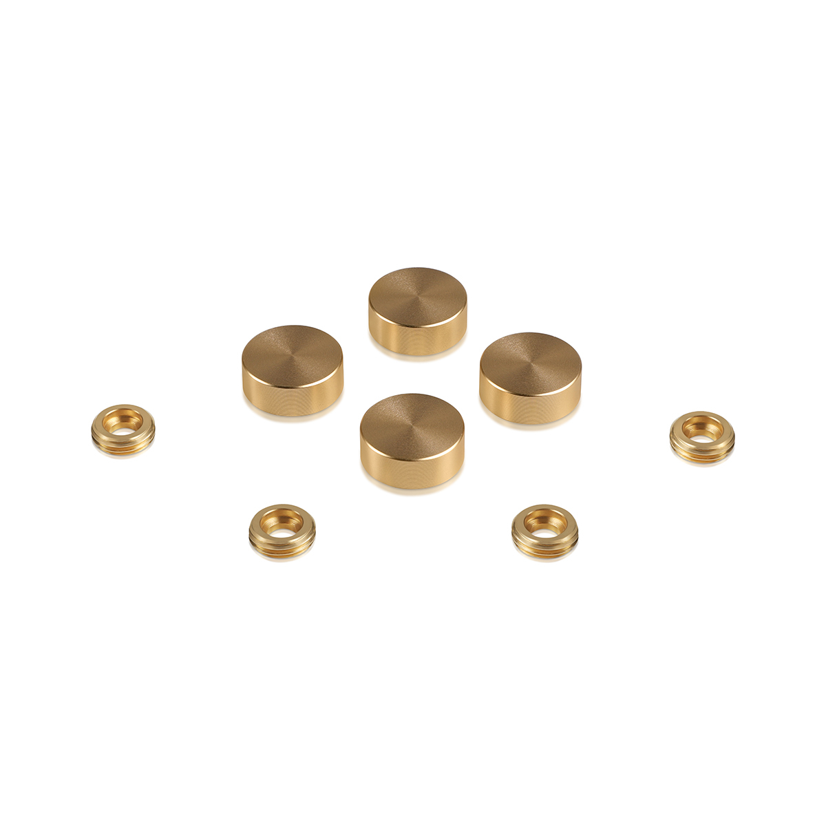 Set of 4 Screw Cover, Diameter: 5/8'', Aluminum Champagne Anodized Finish, (Indoor or Outdoor Use)