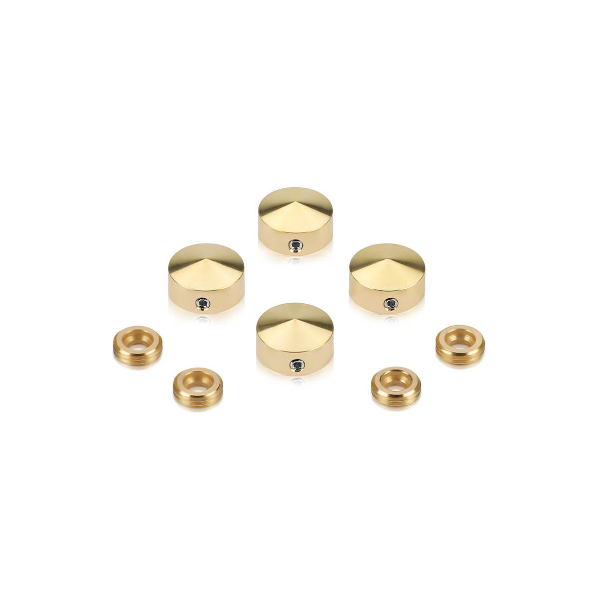 Set of 4 Conical Locking Screw Cover, Diameter: 5/8'' Brass Plain Finish (Indoor or Outdoor Use, but for outdoor use Brass will come darker if no varnish applied)