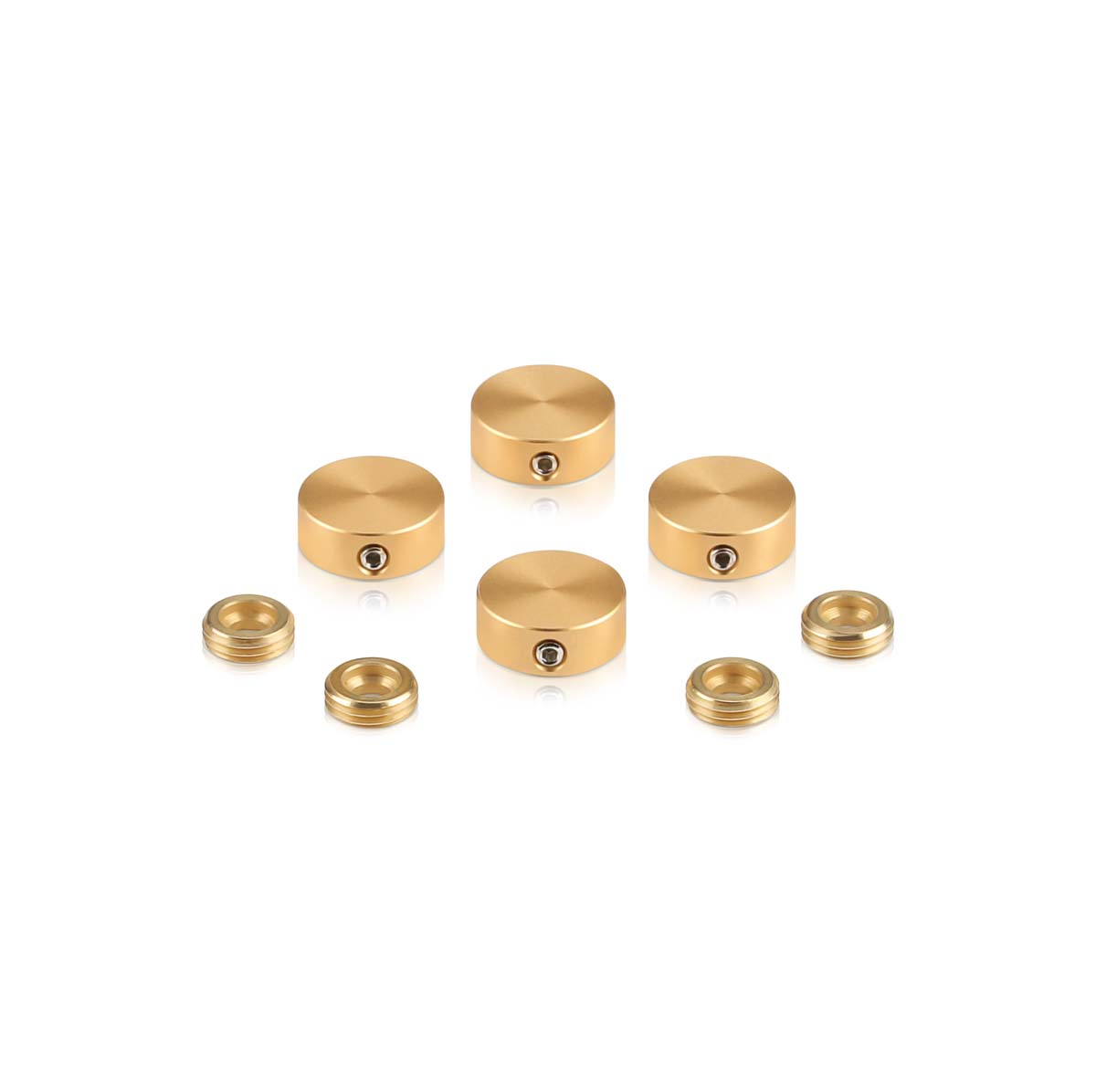 Set of 4 Locking Screw Cover, Diameter: 5/8'', Aluminum Champagne Anodized Finish, (Indoor or Outdoor Use)