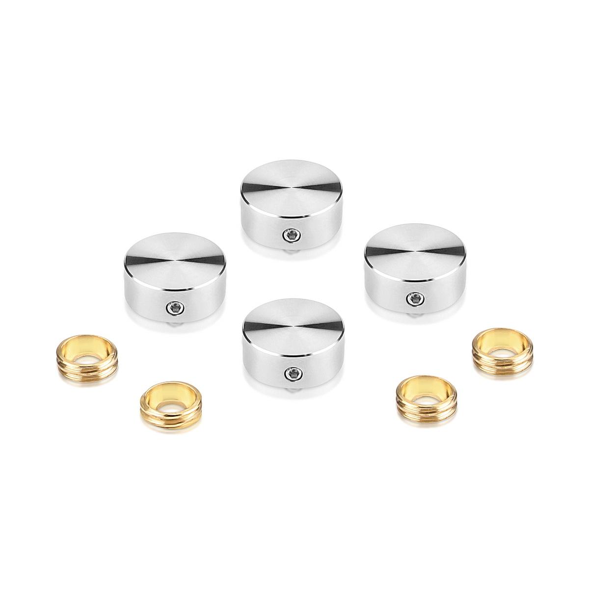 Set of 4 Locking Screw Cover Diameter 5/8'', Satin Brushed Stainless Steel Finish (Indoor or Outdoor)