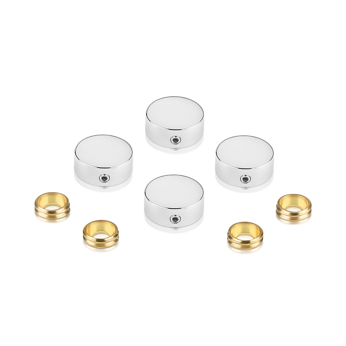 Set of 4 Locking Screw Cover Diameter 5/8'', Polished Stainless Steel Finish (Indoor Use Only)
