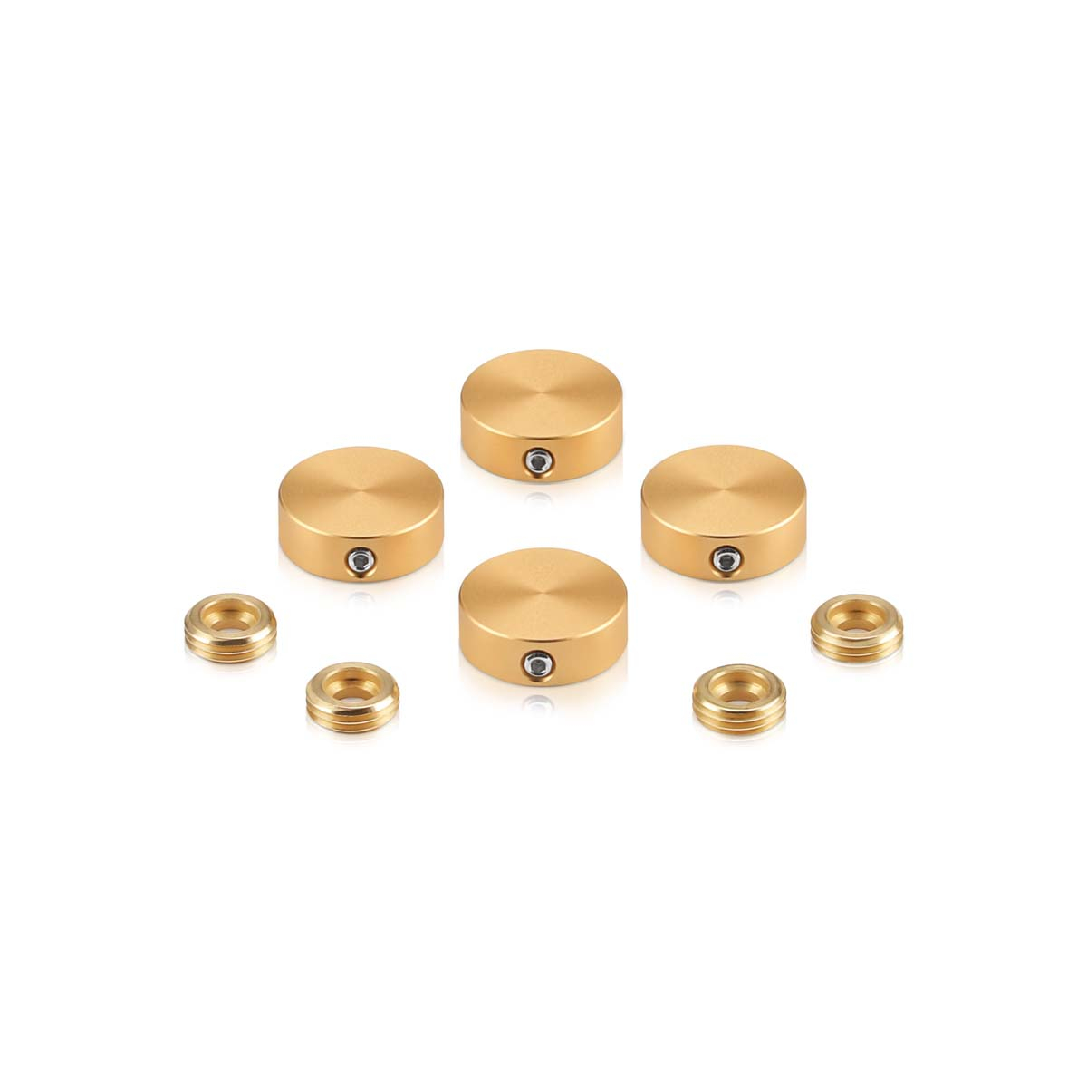 Set of 4 Locking Screw Cover, Diameter: (Less 3/4''), Aluminum Champagne Anodized Finish, (Indoor or Outdoor Use)