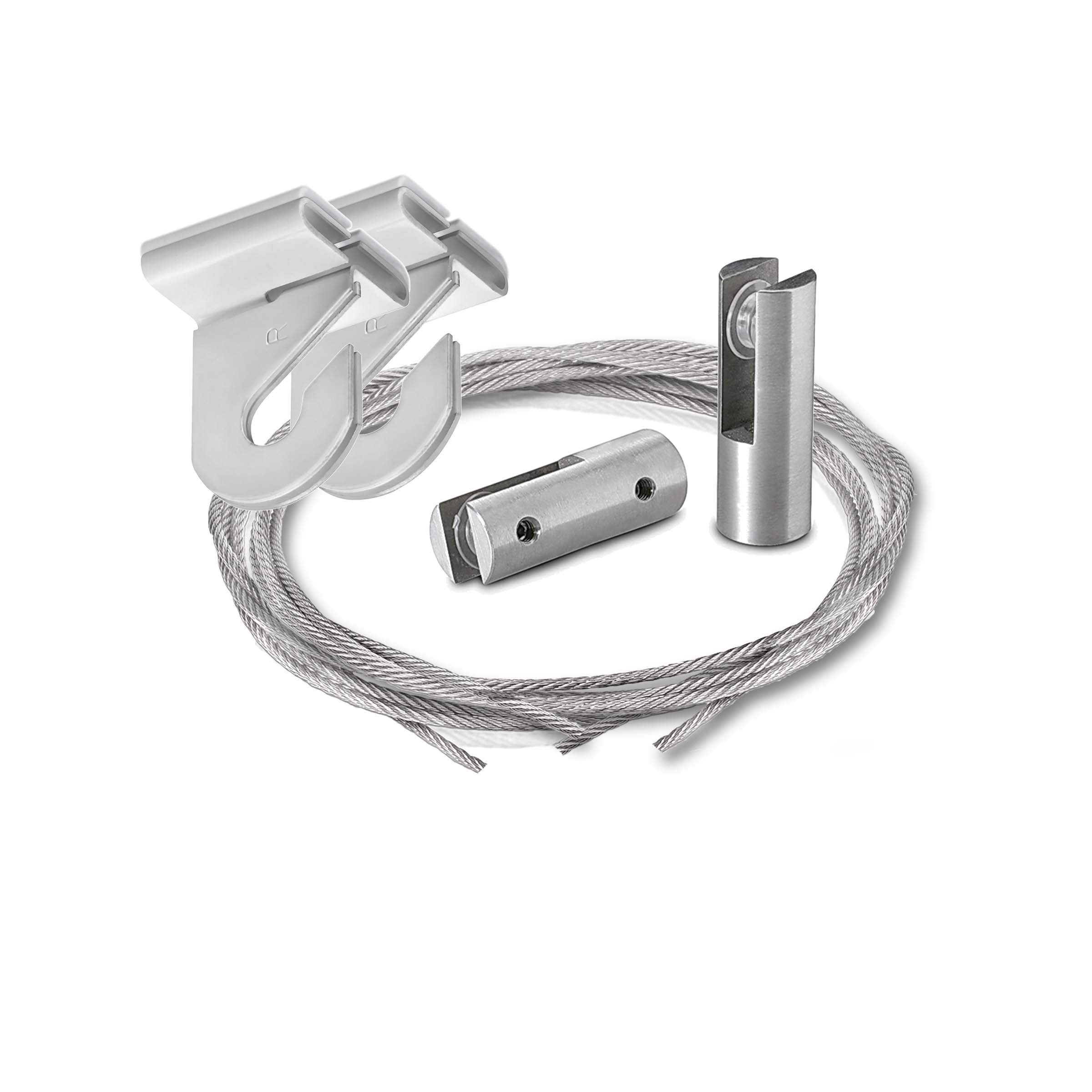 2 Pieces of 120'' Stainless Steel Satin Brushed Suspended Cable Kits for 1/4'' Thick Material (2 Full Sets) - 1/16'' Diameter Cable