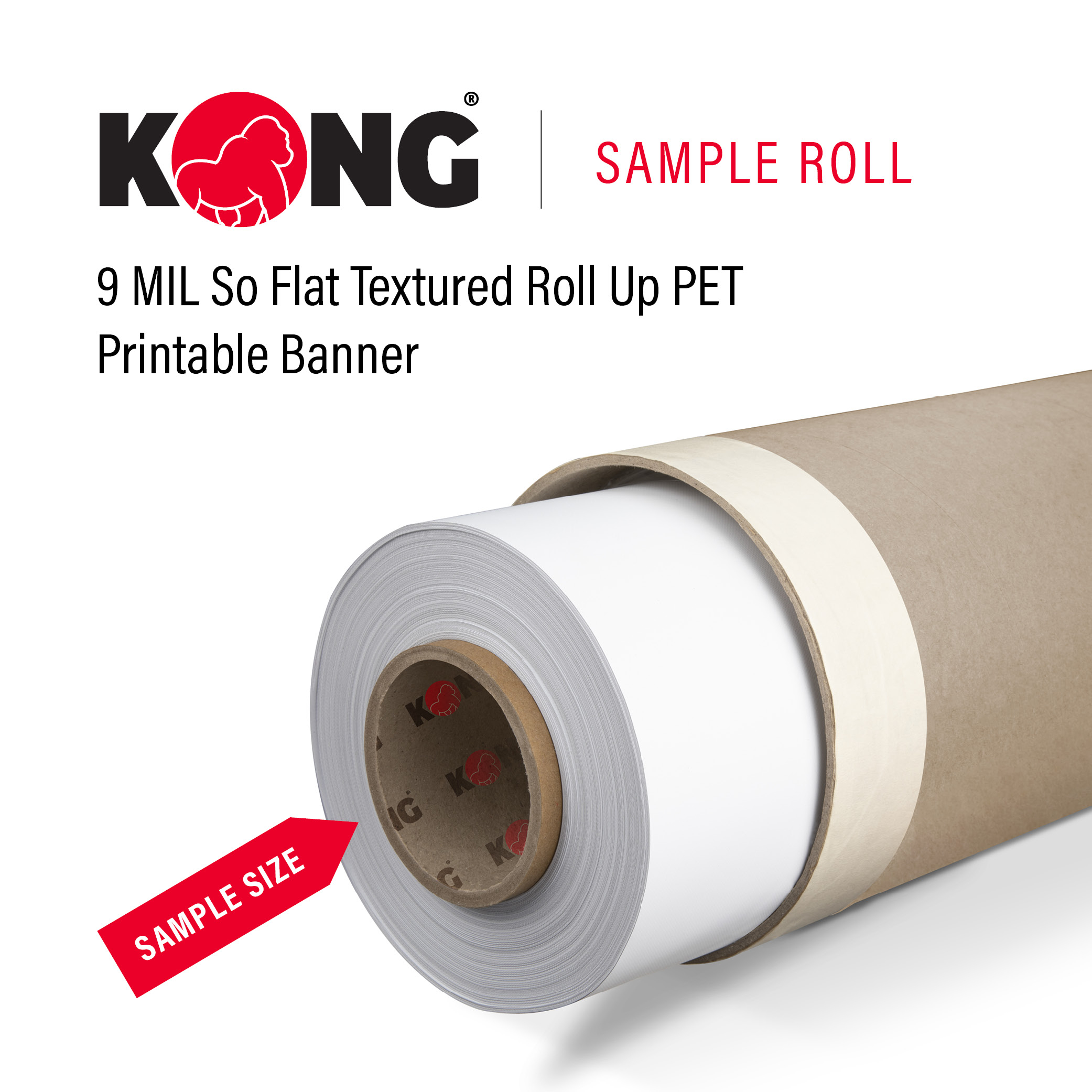 36'' x 20' Kong Banner Roll - 9 Mil So Flat Textured Roll Up PET Banner (Sample Roll)