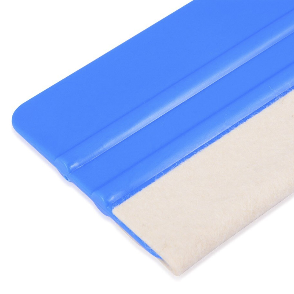 3M 4'' x 3'' Blue Squeegee, Medium Hardness, with White Wool Felt for Vinyl and Film Application