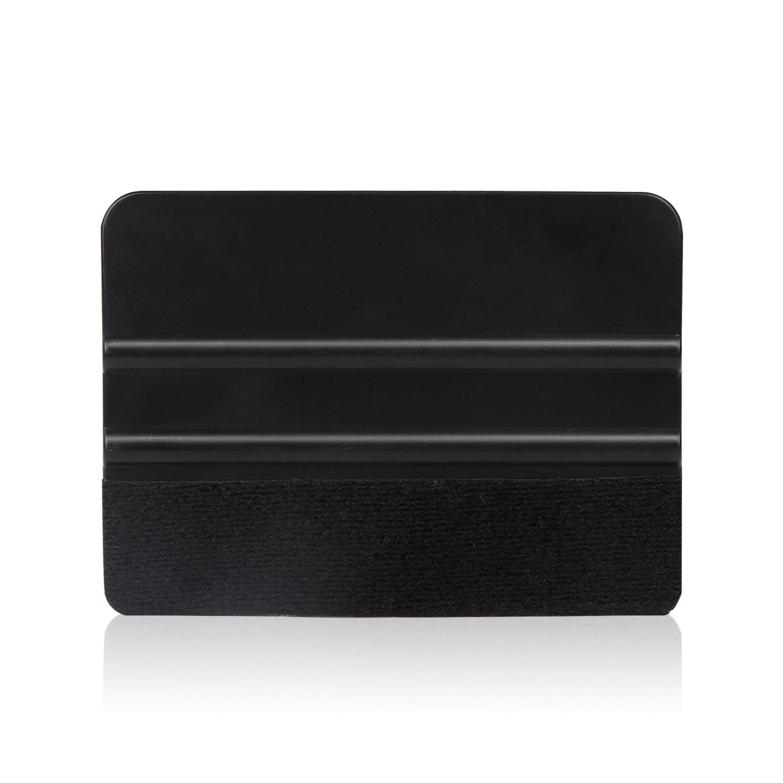 4'' x 3'' Black Squeegee, Medium Hardness, with Black Fabric Felt for Vinyl and Film Application