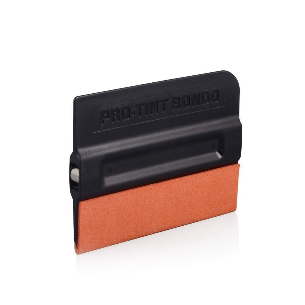 PRO-TINT BONDO 4'' x 3'' Black Magnet Squeegee, Hard Hardness with Orange Suede Felt for Vinyl Application
