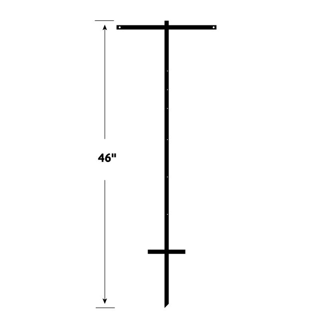 Single Pole T Style Sign Stake 3/4'' Angle Iron x 46'' Tall Powder Coated Black