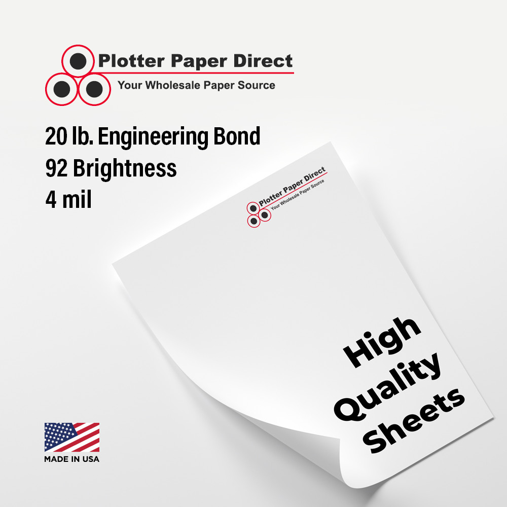 30'' W x 42'' H Cut Sheets - 20# Engineering Bond (100 Sheets)