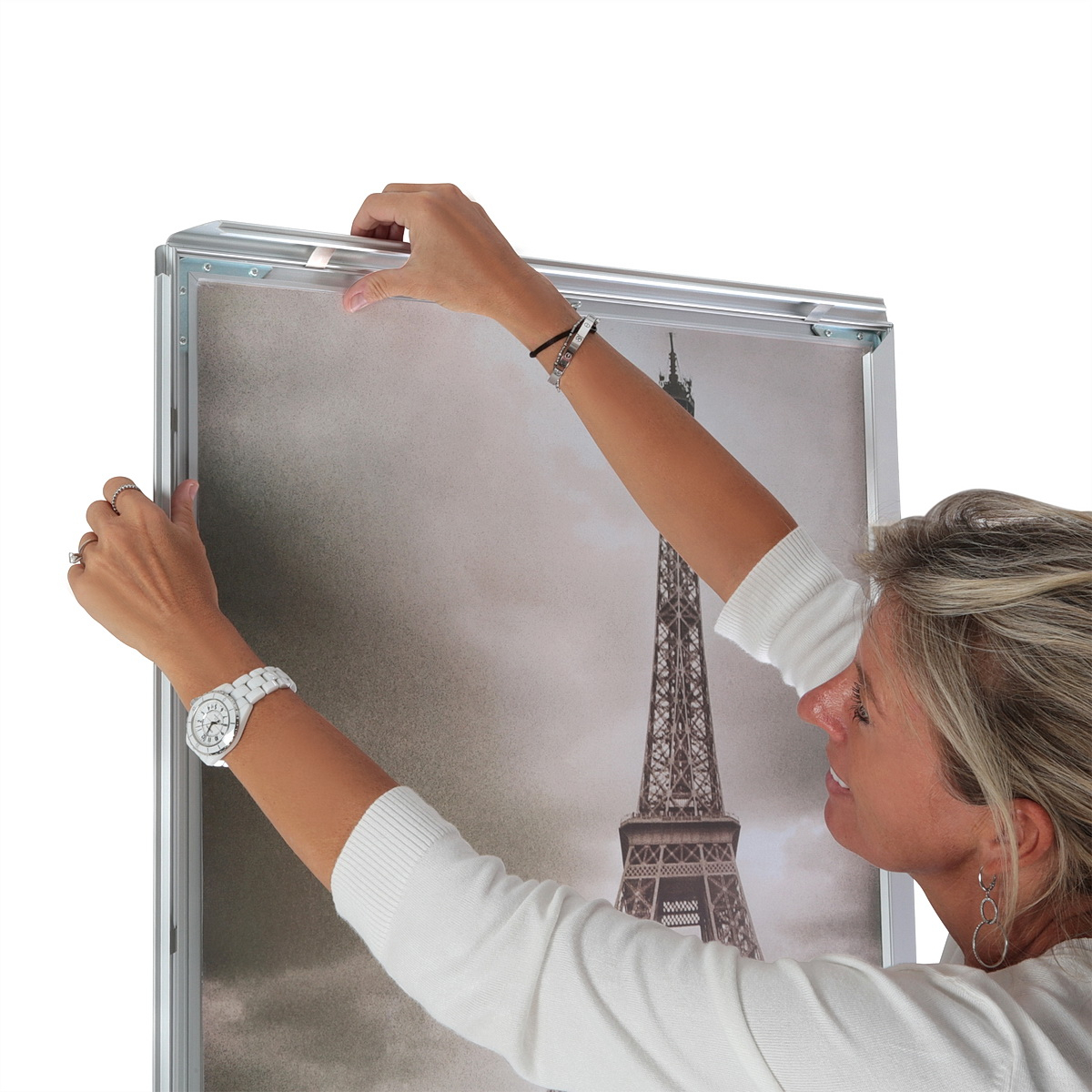Aluminum Front Load Easy Snap Wall Poster Frame, Silver, 1.25'' profile,  40''x60''