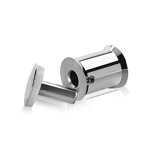 7/8'' Diameter X 1'' Barrel Length Aluminum Standoffs Rounded Head Polished Chrome Finish (for Indoor) Tamper Proof [Required Material Hole Size: 3/8'']