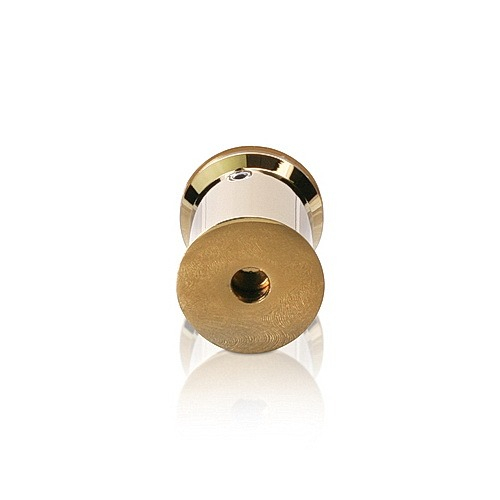 7/8'' Diameter X 1'' Barrel Length Aluminum Standoffs Rounded Head Polished Gold Finish (for Indoor) Tamper Proof [Required Material Hole Size: 3/8'']
