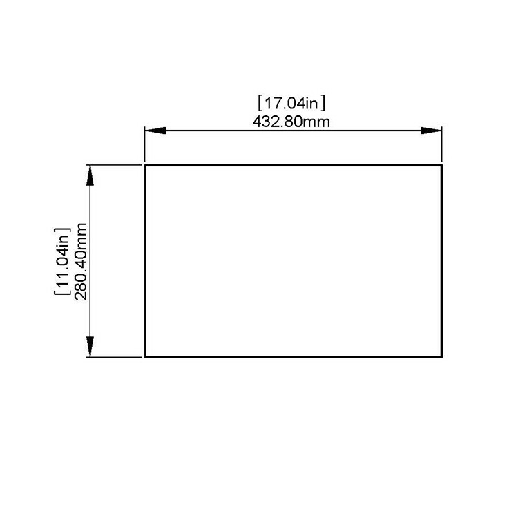 Flat Tempered Glass 17'' x 11'', NO pre-drilled holes