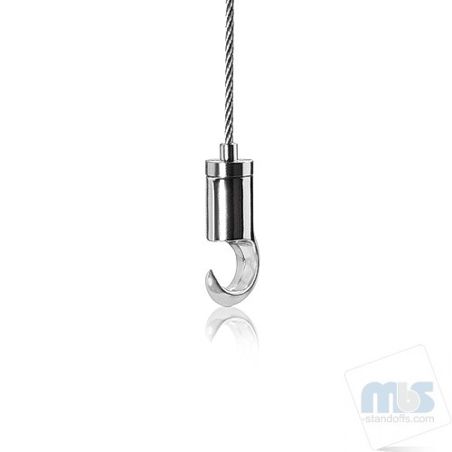 Suspended Kit, T Clamp, Looped Stainless Steel Cable - 96'', Hook - 1/16'' Diameter Cable