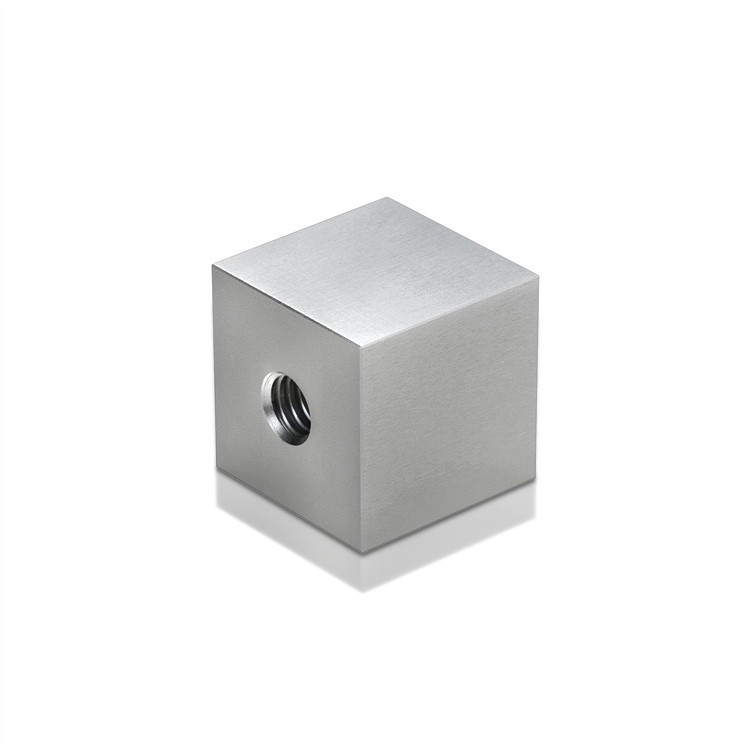 5/16-18 Threaded Barrels Square 1'', Length: 1'', Clear Anodized [Required Material Hole Size: 3/8'' ]