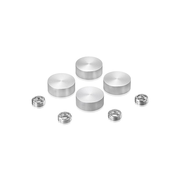 Set of 4 Screw Cover, Diameter: 5/8'', Aluminum Clear Anodized Finish, (Indoor or Outdoor Use)