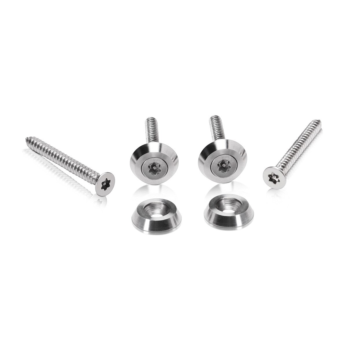 Set of 4 Stainless Steel Washer Diameter 5/8'', Stainless Steel (Indoor or Outdoor). with Stainless Steel Tamper Proof Screw #8 x 1 1/2''